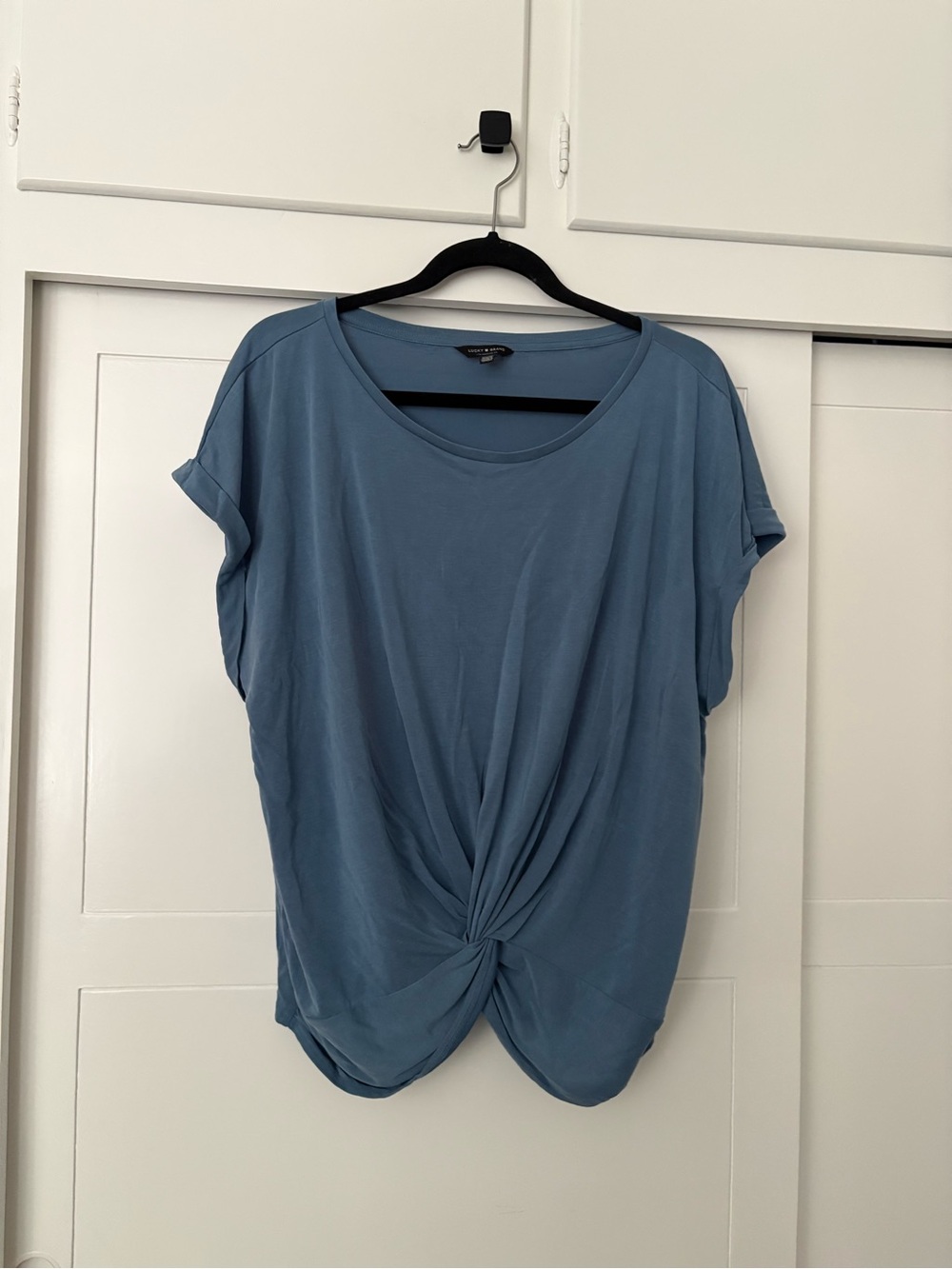 Lucky Brand Dusty Blue Twist Front Short Sleeve Tee